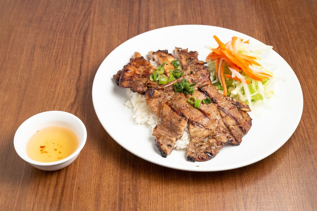 46. Grilled Lemongrass Chicken and Pork Chop on Rice - Com Ga Nuong, Suon