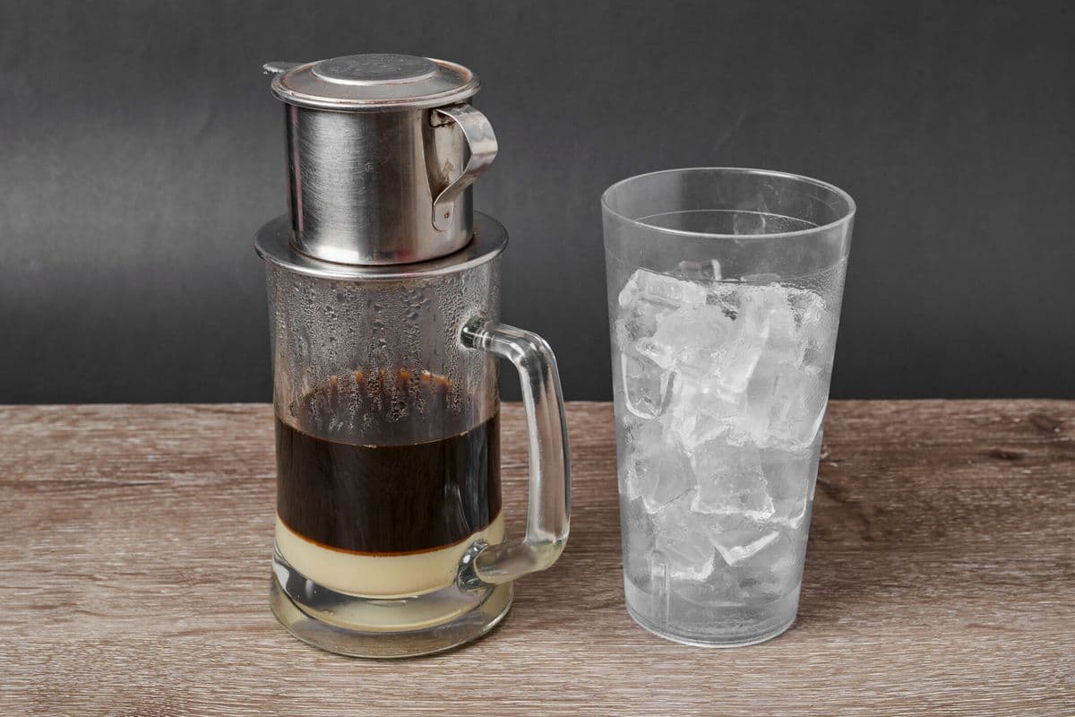 156. Iced Vietnamese Filtered Coffee with Condensed Milk (Café sữa đá)