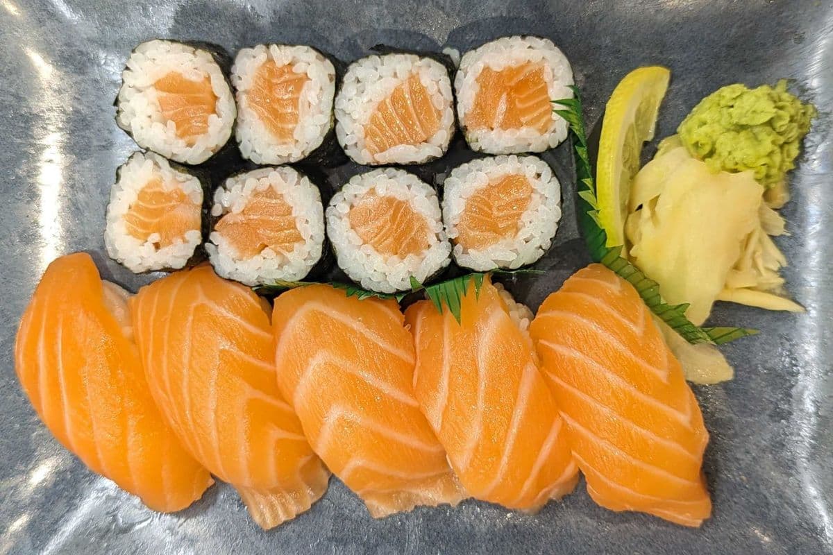 Sushi Combo with Salmon Maki Rolls