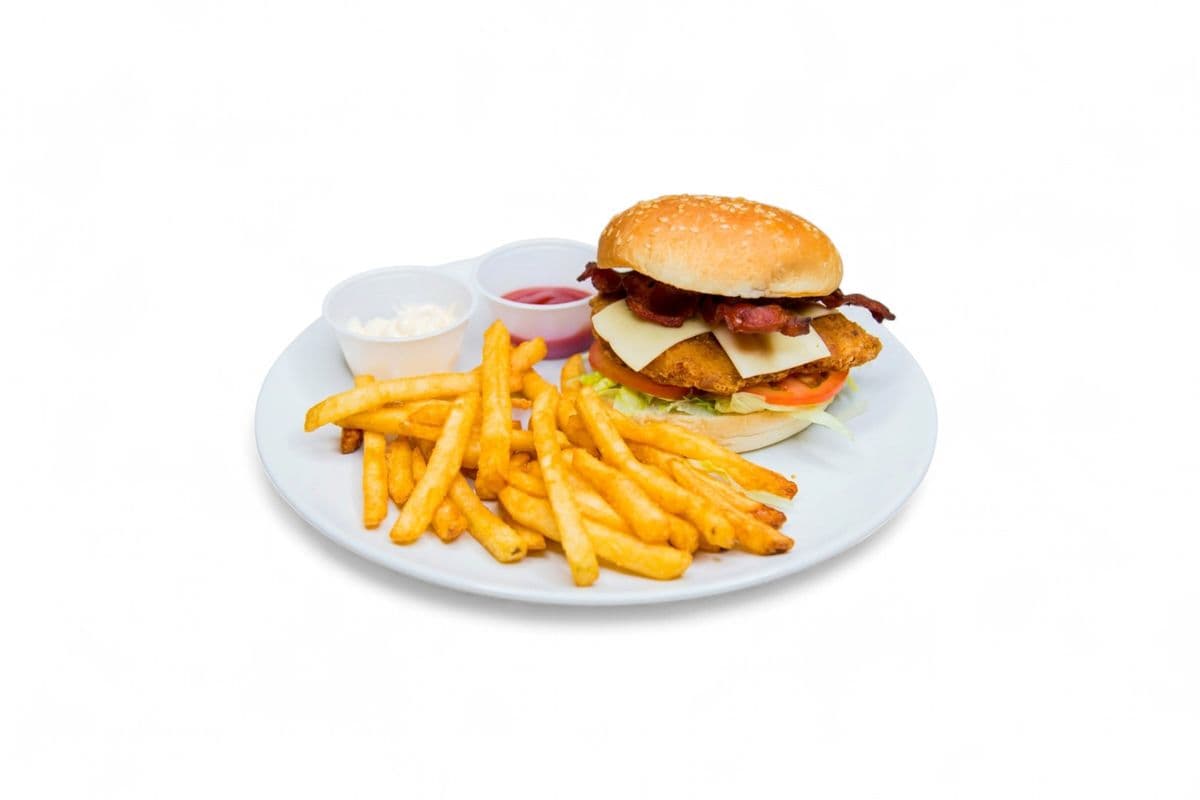Bacon Chicken Burger with Fries