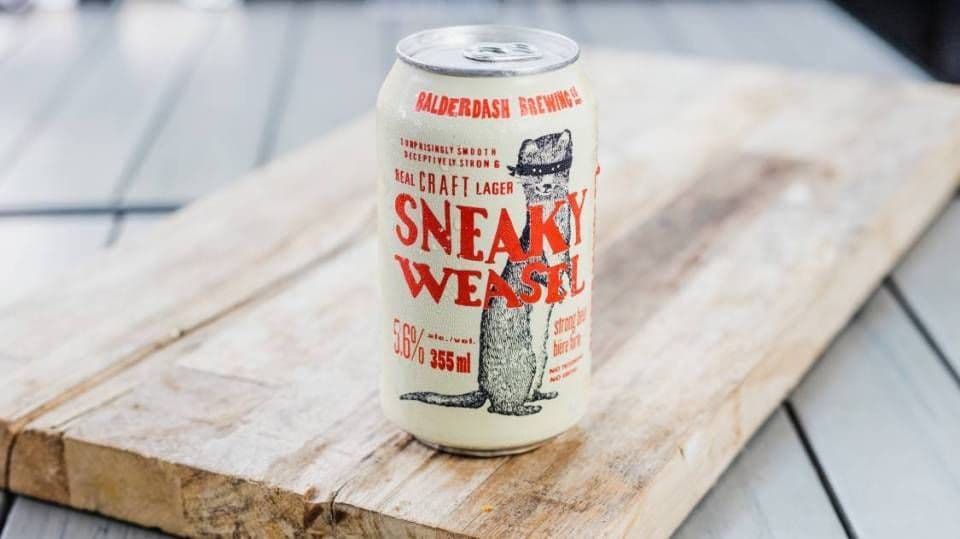 Sneaky Weasel Lager, 355ml Canned Beer (5.6% ABV)