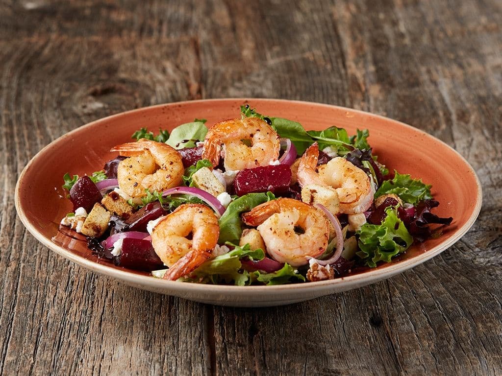 Shrimp, Beet & Goat Cheese Salad