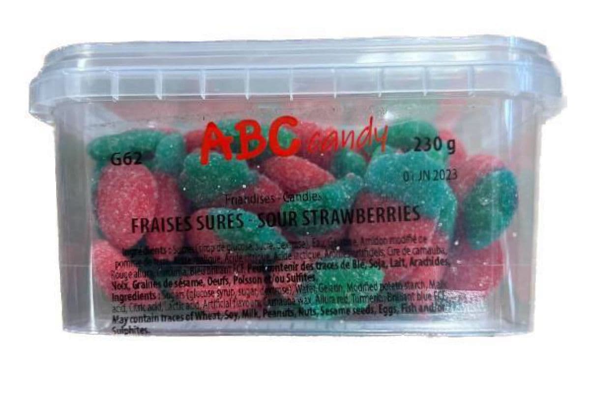 ABC Candy - Contenant - Fraises Sures / Container - Sour Strawberries