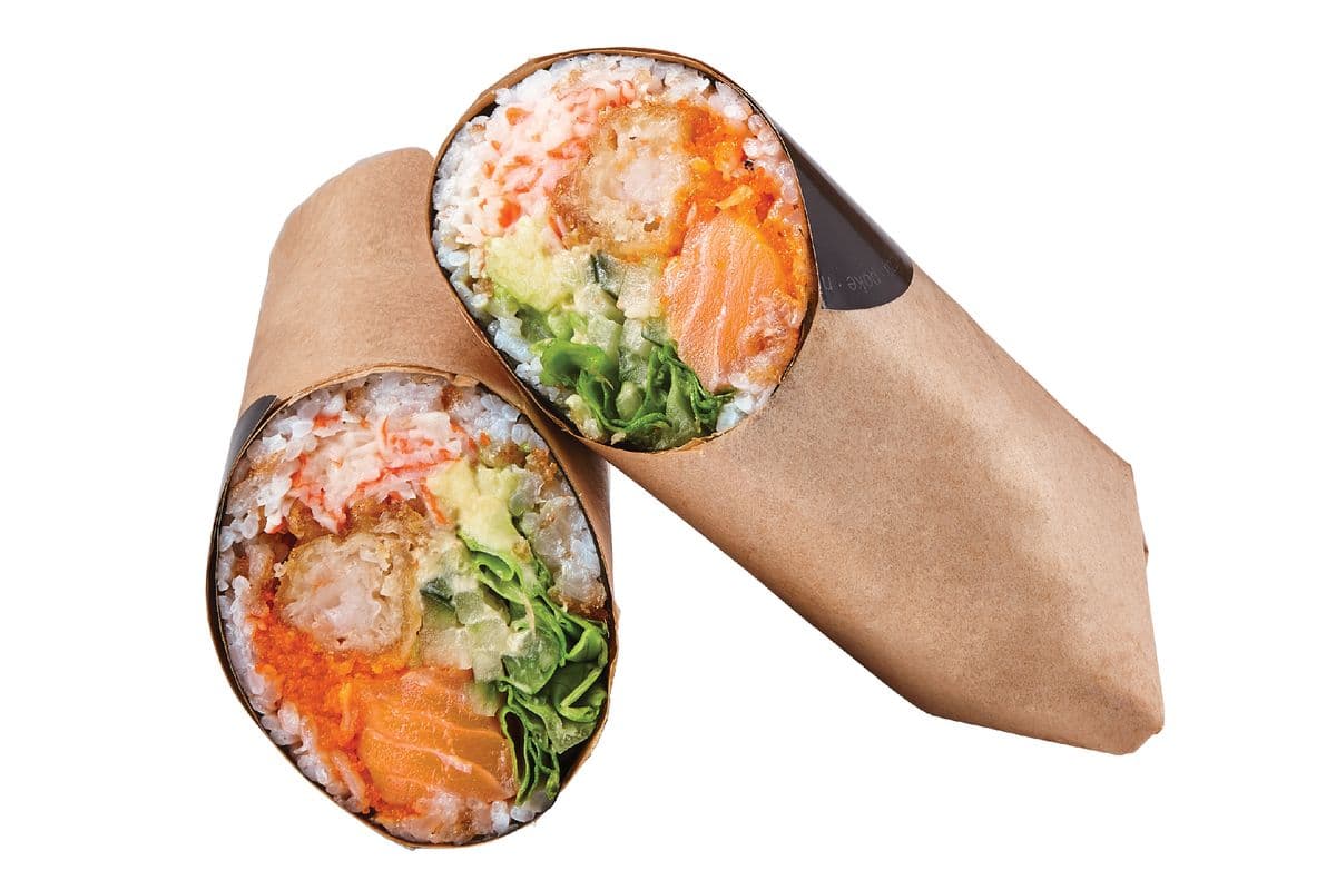 Sushi burrito au saumon et à la crevette tempura / Salmon and Shrimp Tempura Sushi Burrito