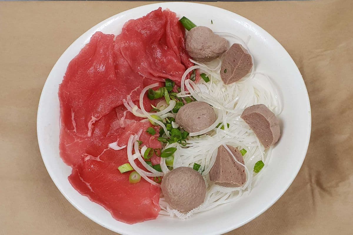 21. Noodle Soup with Rare Steak and Beef Balls - Pho Tai, Bo Vo Vien