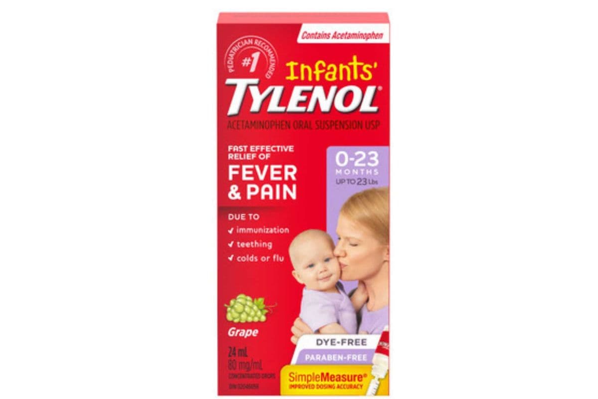 Tylenol Infant Fever & Pain Drops, Dye Free Grape (24 ml)