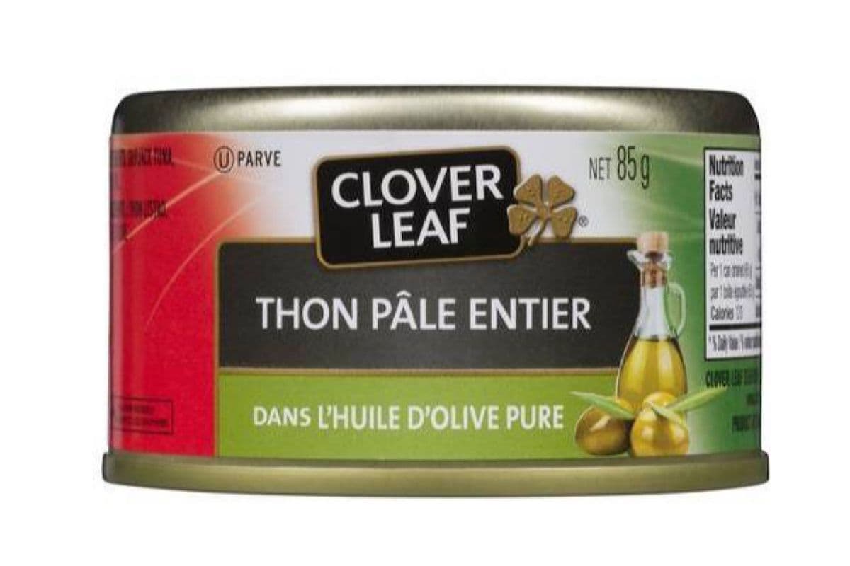 Clover Leaf - Thon Pâle Entier Dans l’Huile d'Olive Pure / Solid Light Tuna In Pure Olive Oil (85 g)