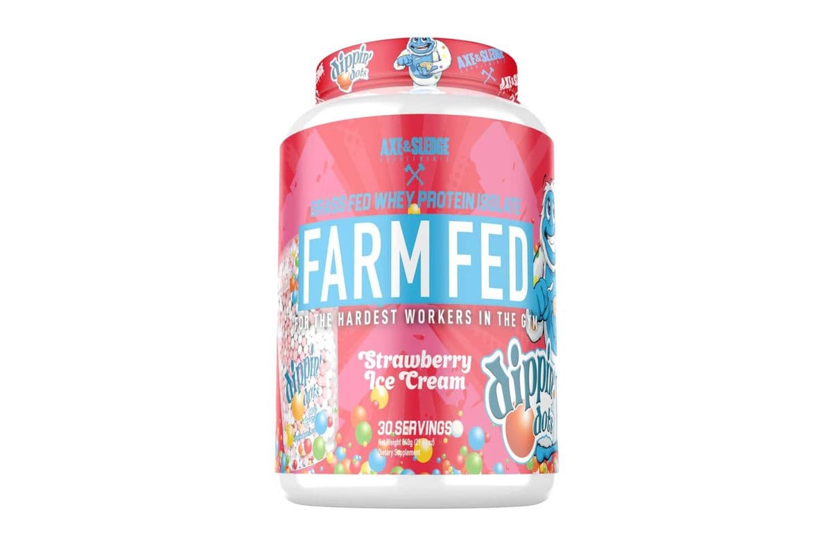 Axe and Sledge Farm Fed Dippin Dots Strawberry Cake Ice Cream Protein Powder (840 g)