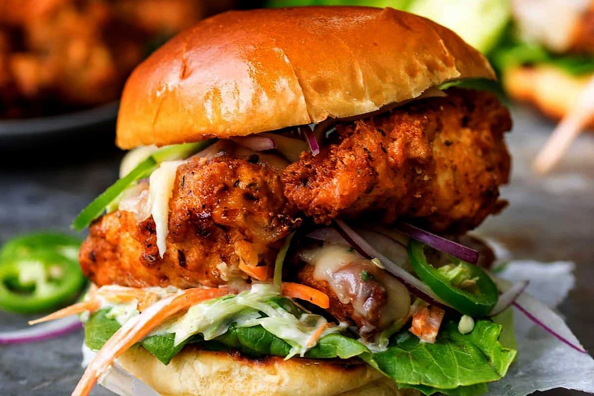 Chicken Tikka Burger (With Masala Fires)