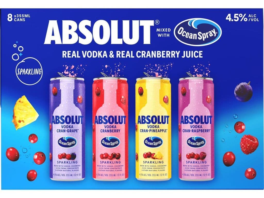 Absolut Ocean Spray Variety Pack 8x355ml