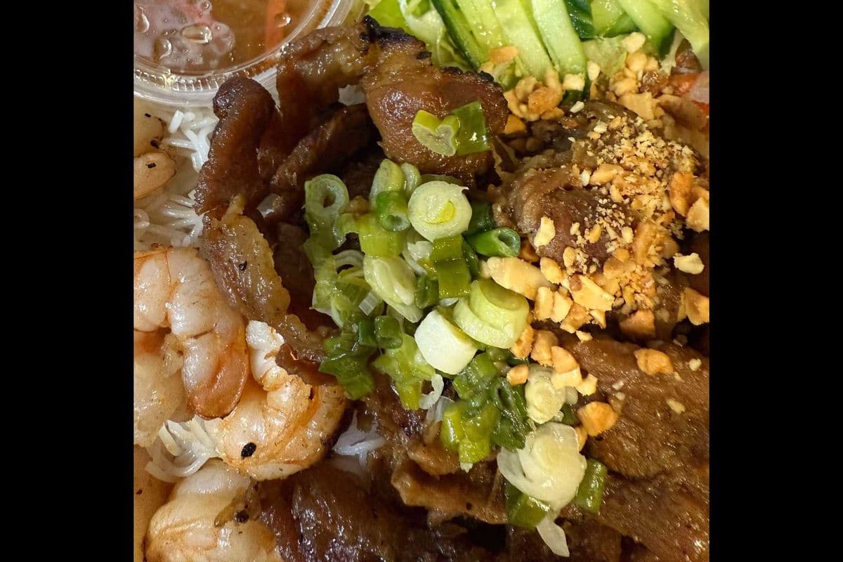 25. Grilled Shrimp and Pork on Vermicelli