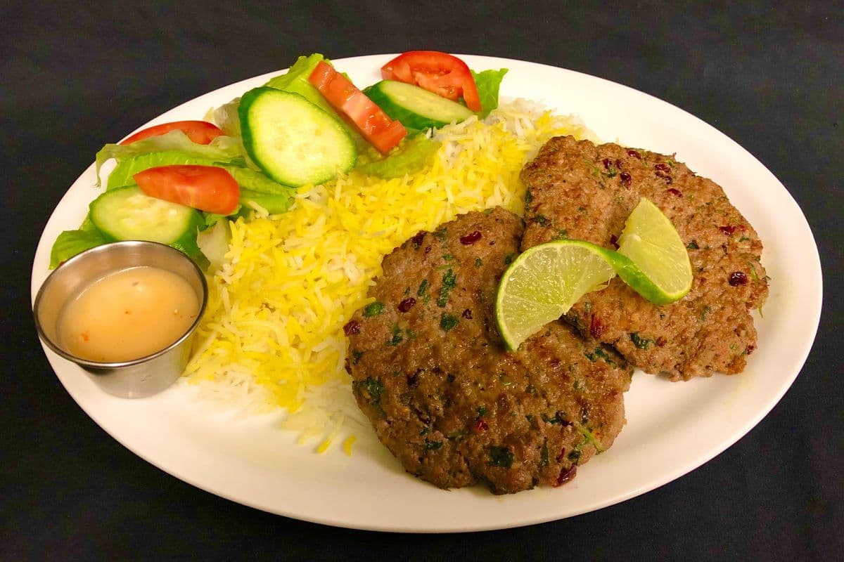 Chapli Kabab With Saffron Rice and Salad (1 Big Serving)