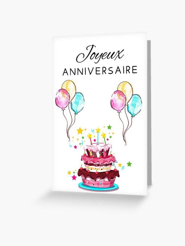 Carte avec Envelope Joyeux Anniversaire / French Card Happy Birthday  with envelope