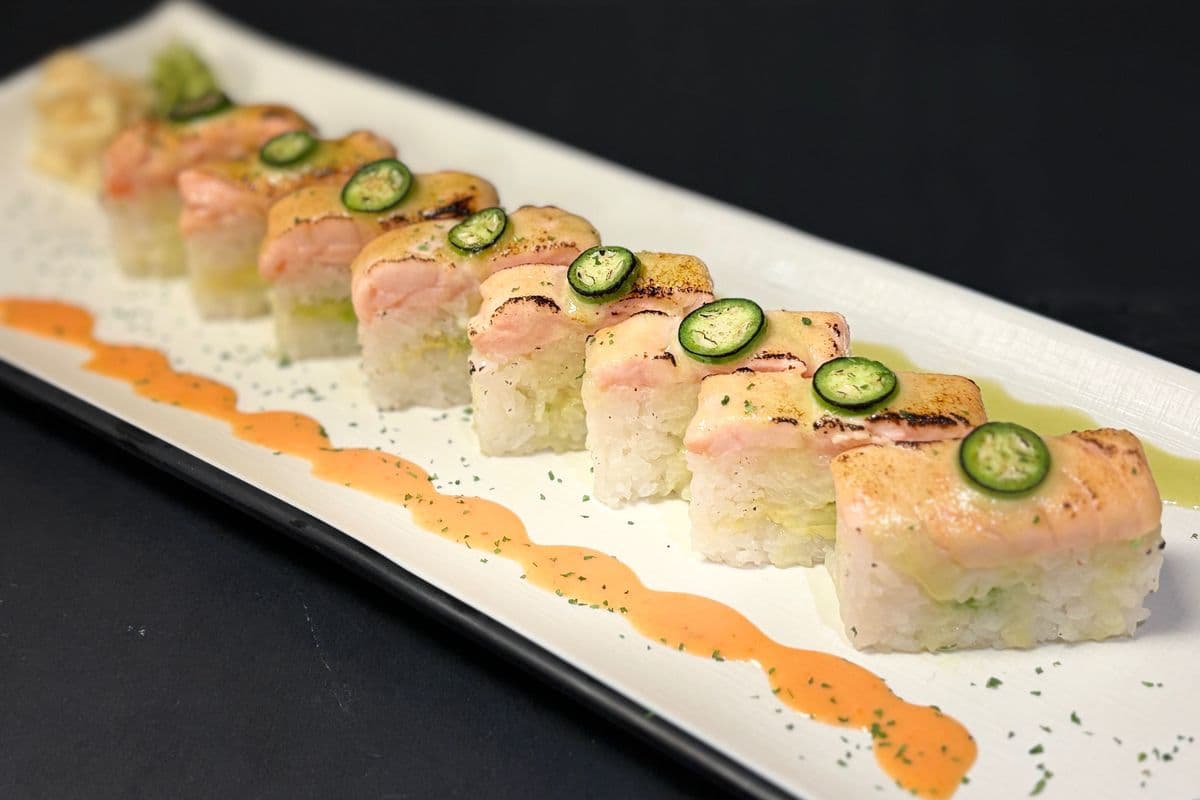Salmon oshi sushi