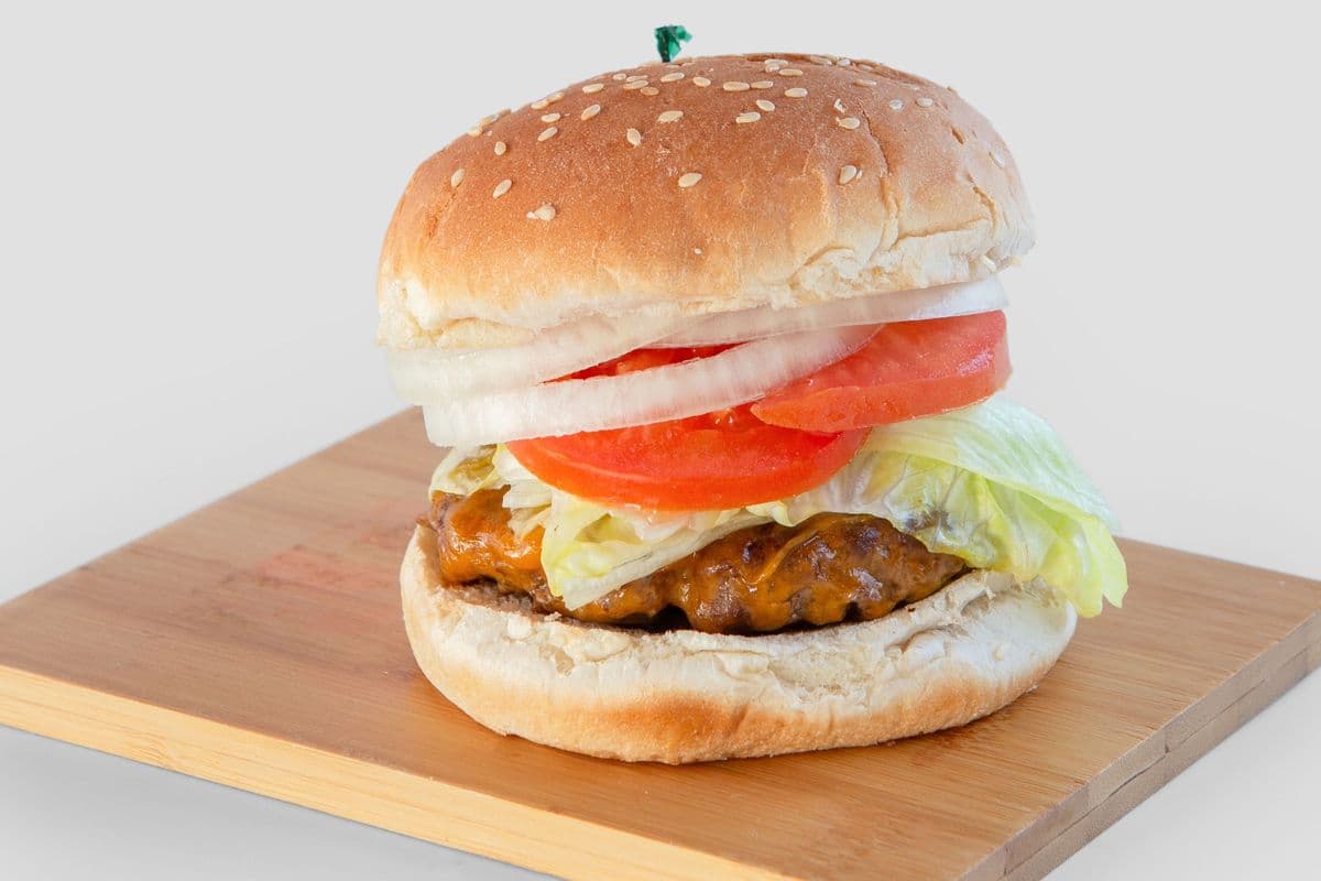 Crispy chicken burger with fries