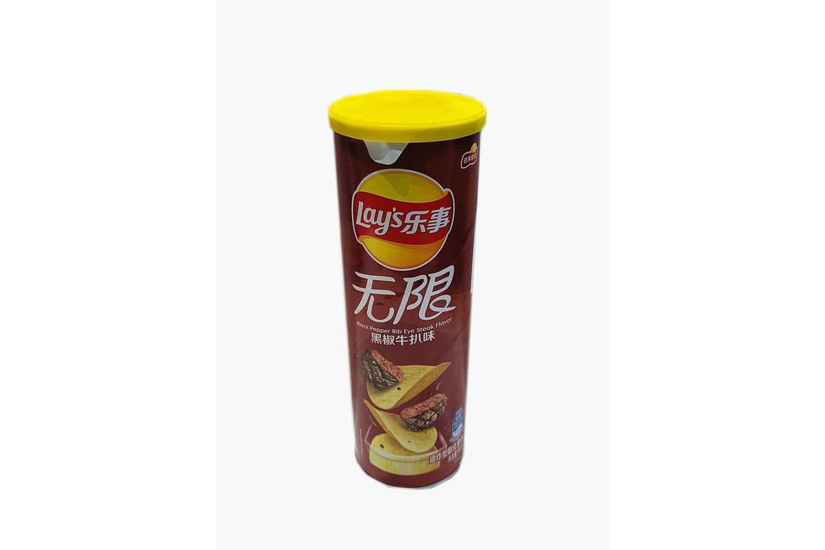 Lay's Potato Chips Black Pepper Steak Flavor（乐事 无限黑椒牛扒味 罐装）