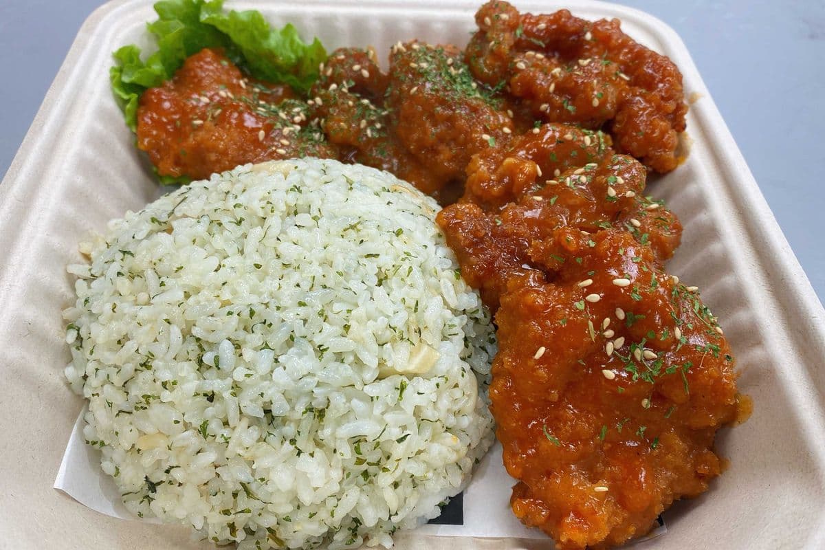 Garlic Butter Fried Rice & Spicy-sweet Miso Chicken Katsu (cutlet)