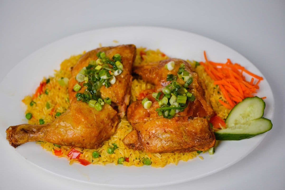 51. Deep-Fried Crispy Chicken on Fried Rice - Ga Chien Don, Com Chien