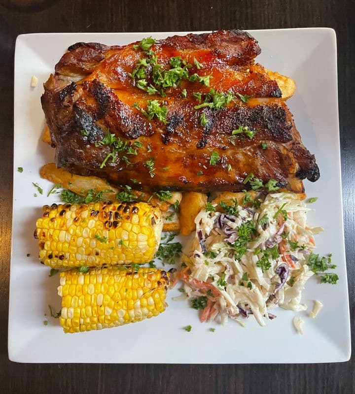 Half Rack BBQ Pork Ribs and Wedge Fries