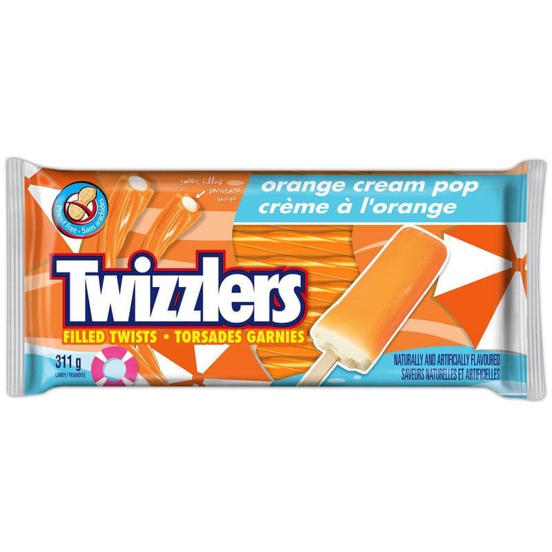 Twizzlers Torsades Garnies Creme a l'orange 311g/ Twizzlers Filled Twists Orange Cream Pop 311g
