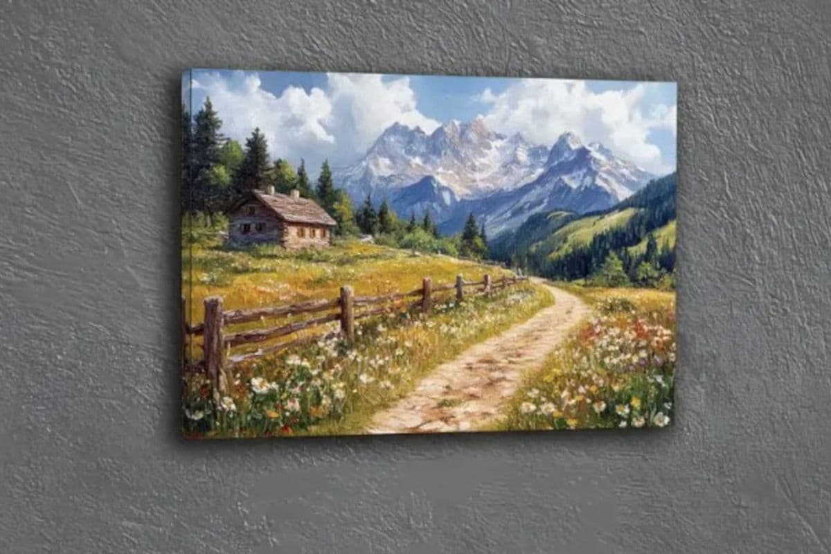 Wooden Framed Canvas Wall Art Countryside SKU113W