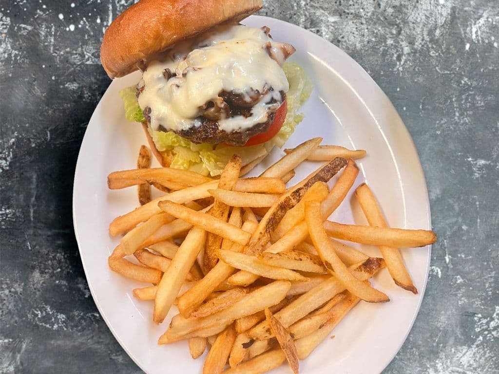 Mushroom mozzarella burger