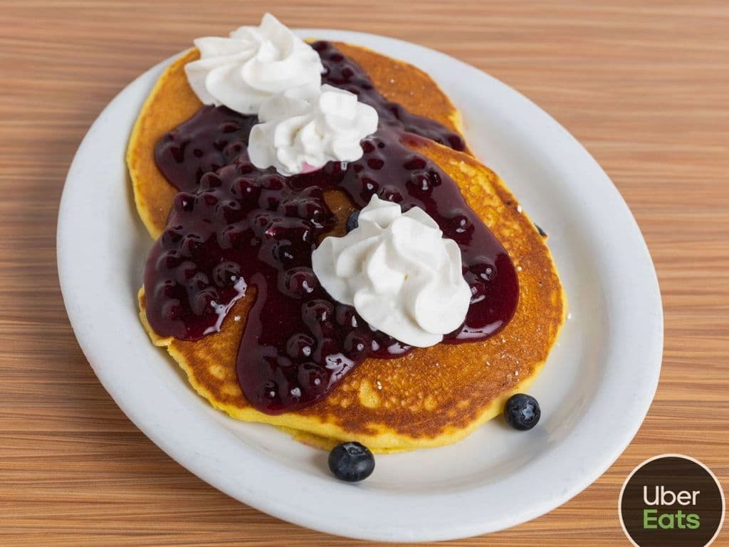 Fresh Fluffy Buttermilk Pancakes with In-House Prepared Fruit Topping