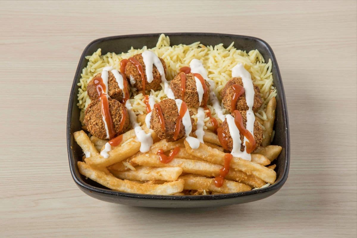 Falafel on Half Rice and Half Fries