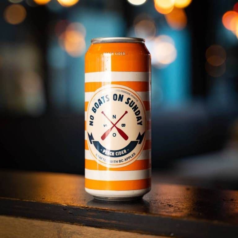 No Boats on Sundays Peach Cider, 473ml Canned Cider (5% ABV)