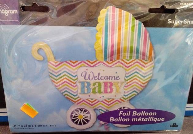 31x28" Stroller Shape Foil Balloon - Welcome Baby