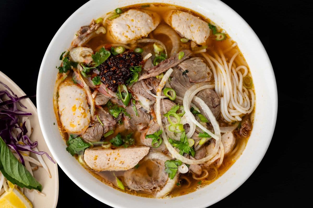 22. Bun Bo Hue (Spicy Beef Shank and Pork Ball Noodle Soup)