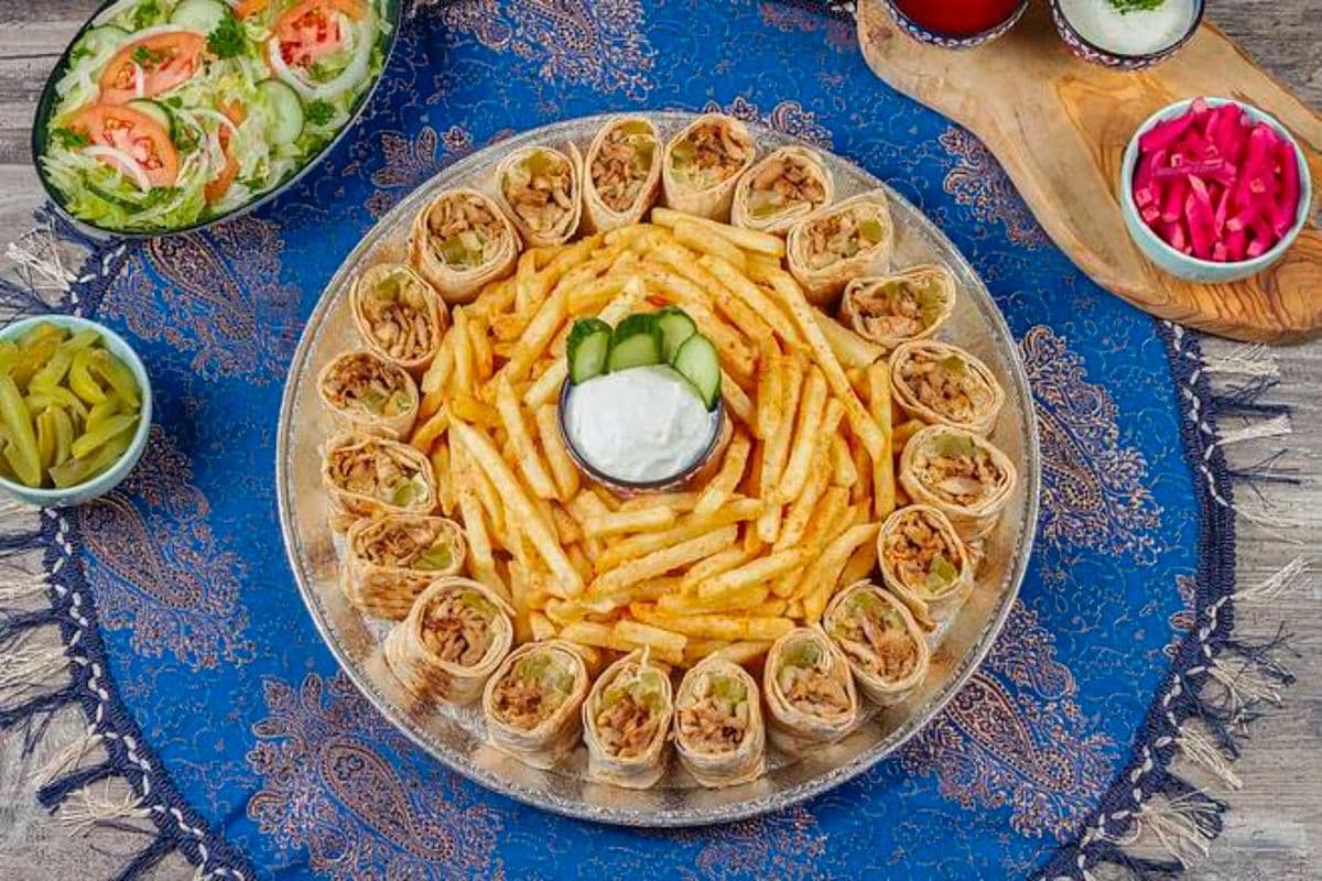 Mixed Beef & Chicken Shawarma Saj Wrap Family Feast