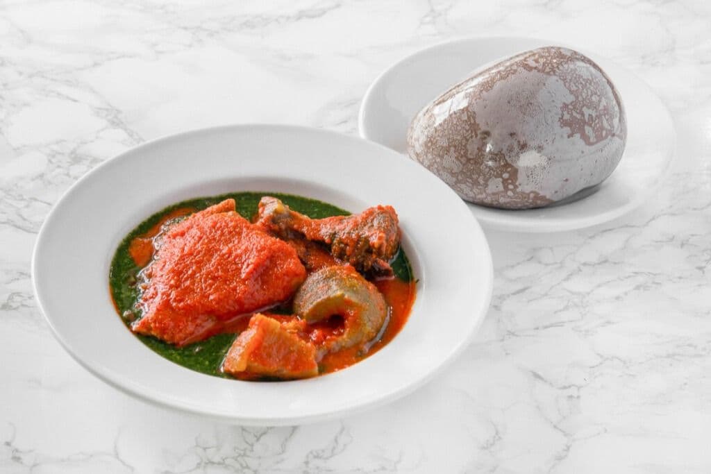 Amala, Ewedu, Buka Stew, and Three Proteins (No Gbegiri)