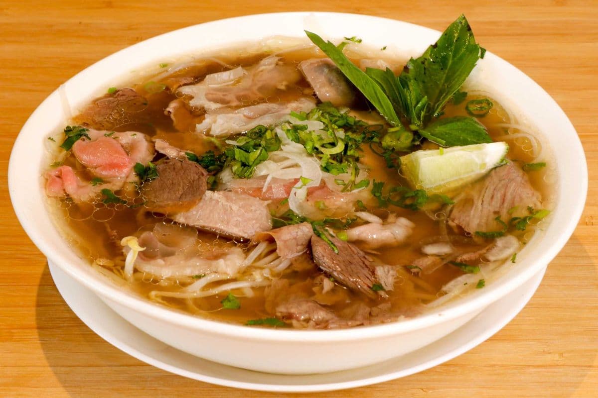 401. Beef Noodle Soup with Rare Beef, Brisket, Tendon, and Beefballs - Pho Dac Biet