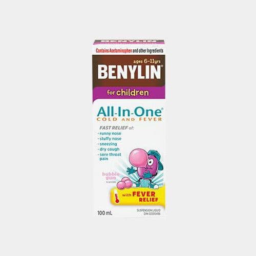 Benylin Tout en un pour enfants rhume et fièvre (100mL) / Benylin All in One for Children Cold and Fever (100mL)