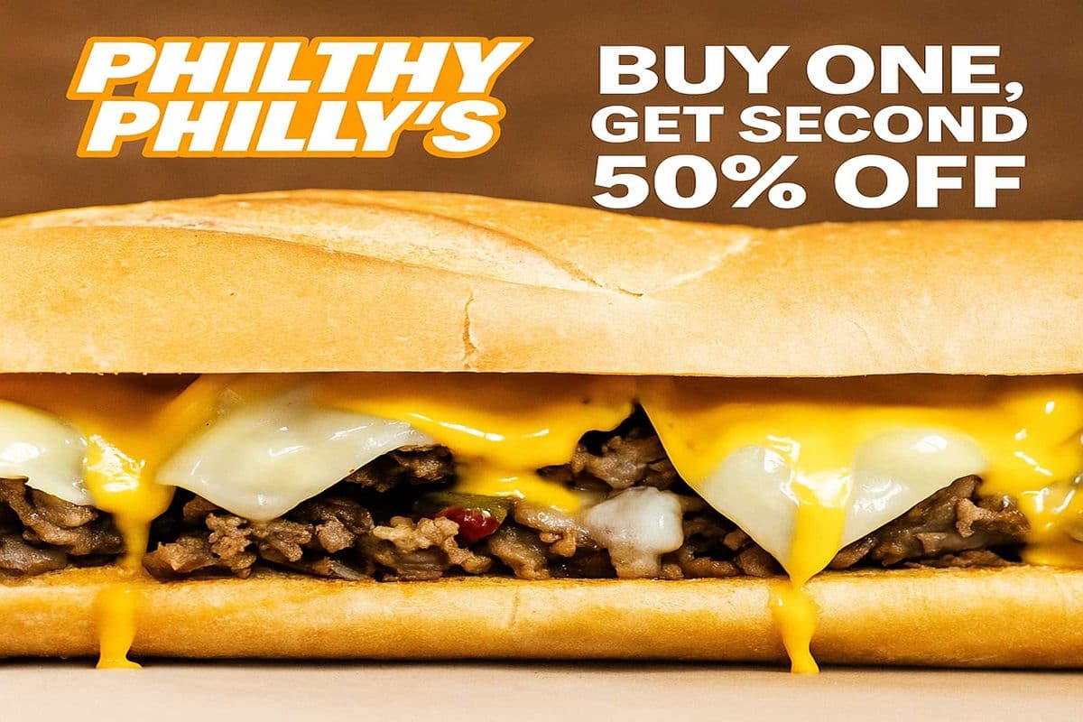 Philly Cheesesteak Sandwich with Fries and a Can of Pop