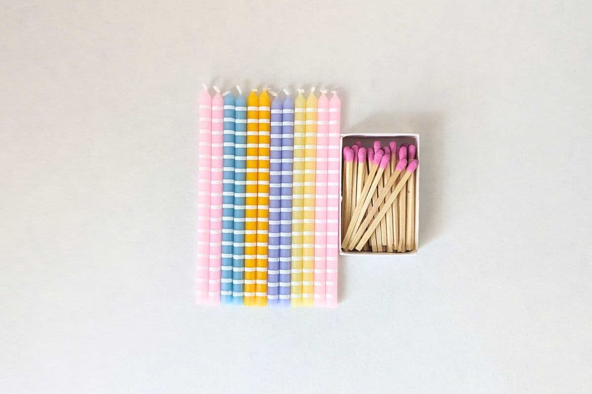 Pastel Birthday Candles and Matchbook