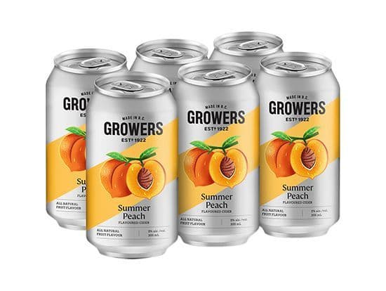 Growers Summer Peach 6pack, 355 mL ciders (5.0% ABV)