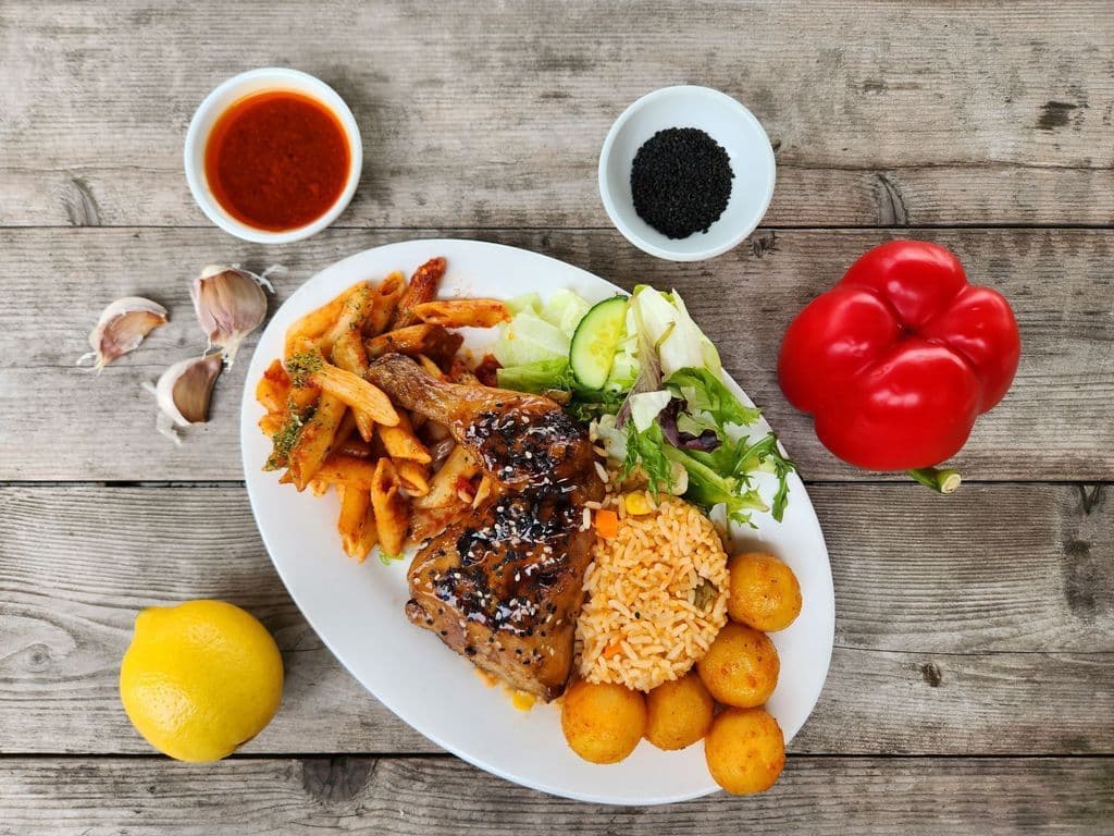 ASIAN Style Honey Garlic Qtr Chicken Dinner ( BBQ, Halal)
