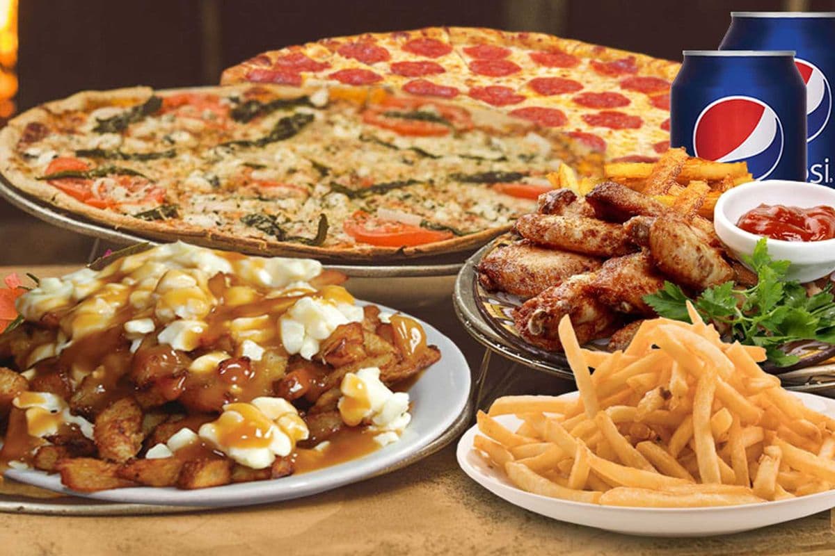 Combo sportif#4 ( 1 petite pizza 6 ailes de poulet 1 FF / 1 Small Pizza 6 wings 1 FF) (1 drink)