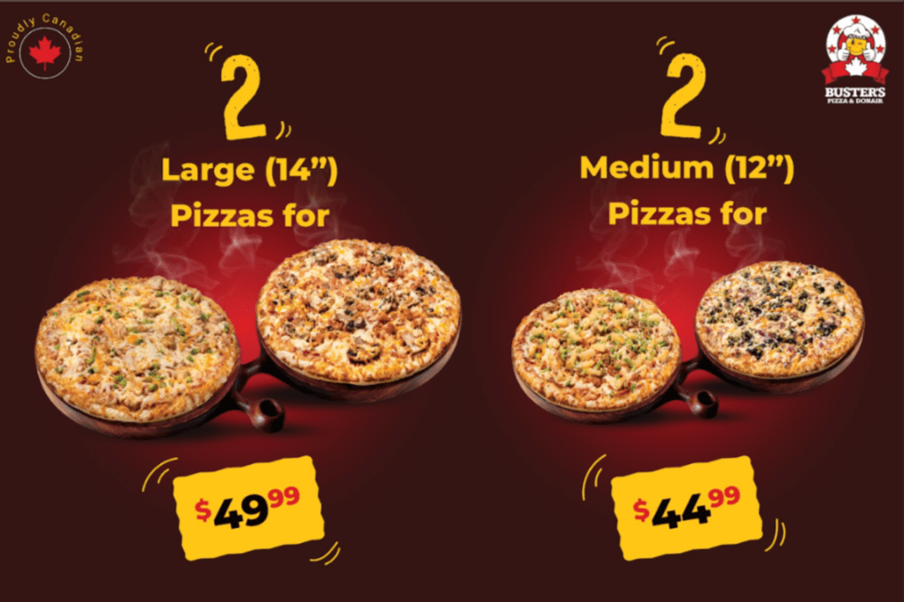 2 Large 14" Pizzas