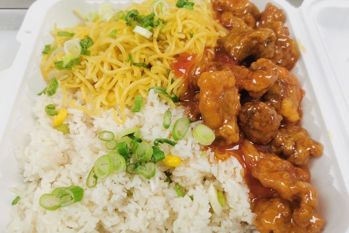 3. Chow Mein, Fried Rice, Sweet, and Sour Pork