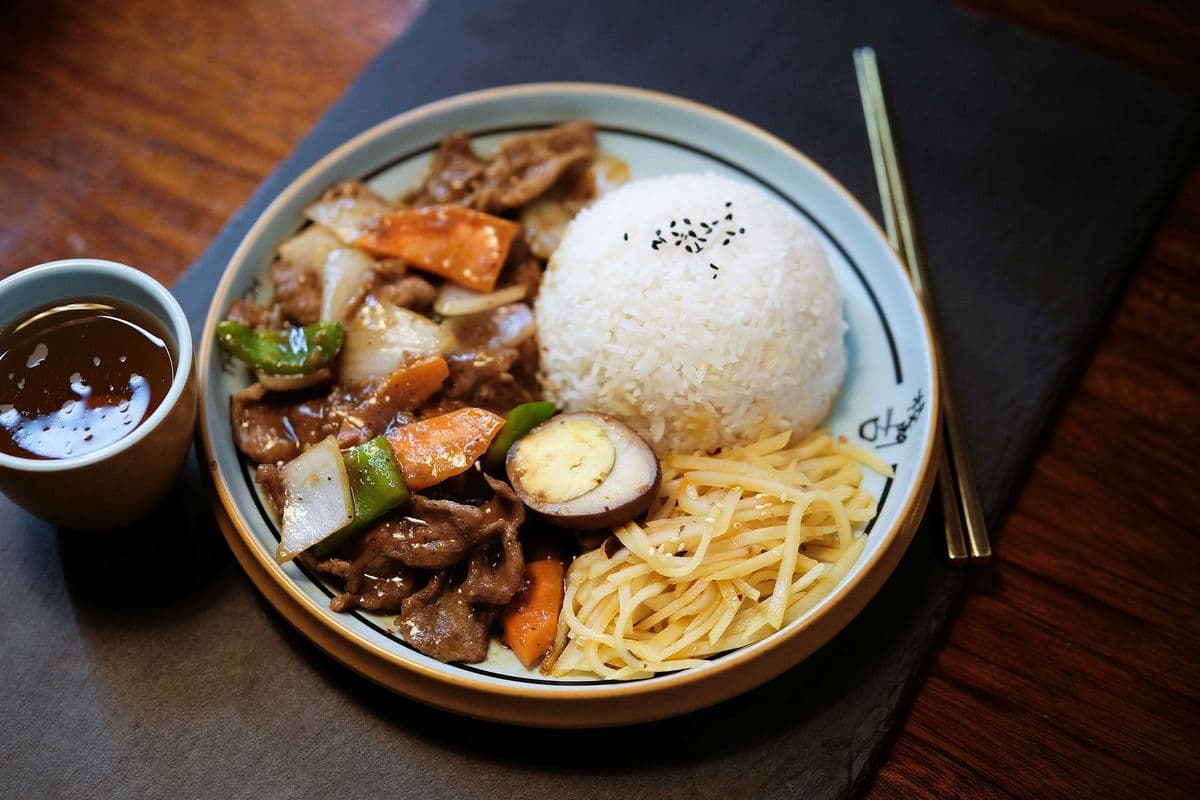 406. 黑椒牛肉 Black Pepper Beef Bento Box