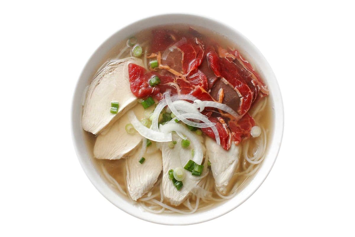 16. Chicken and Raw Beef Noodle Soup