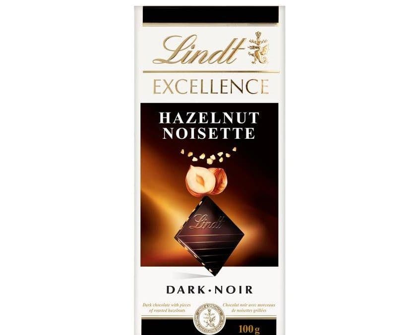 LINDT HAZELNUT DARK CHOCOLATE 100G