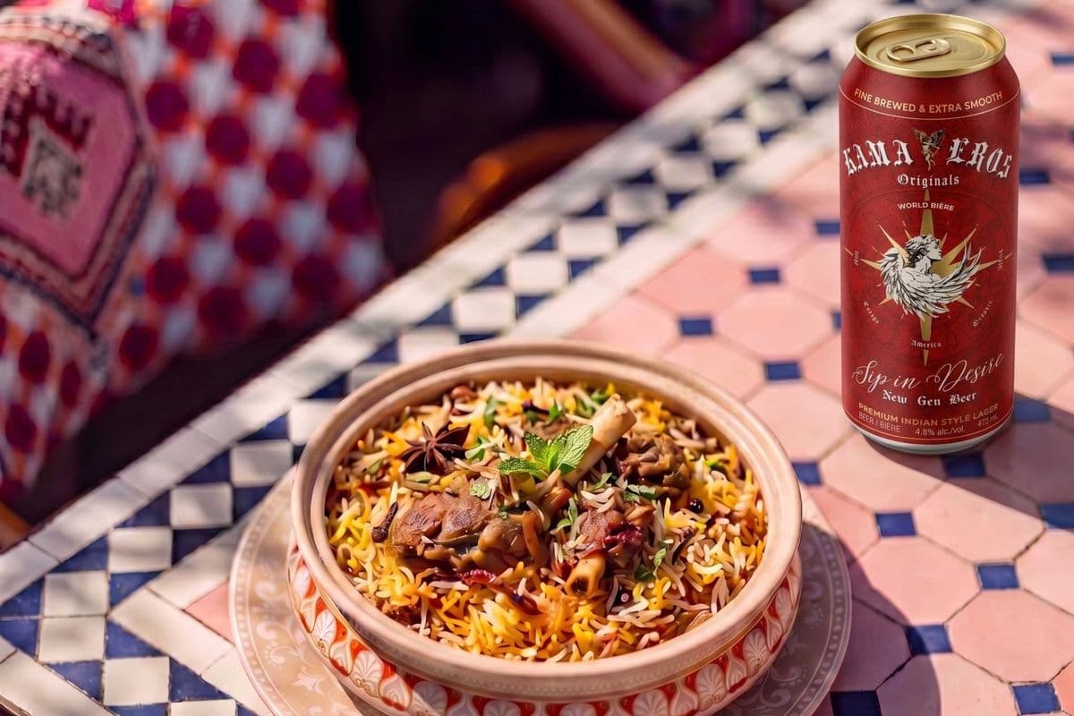 KAMA EROS INDIAN BEER WITH GOAT BIRYANI
