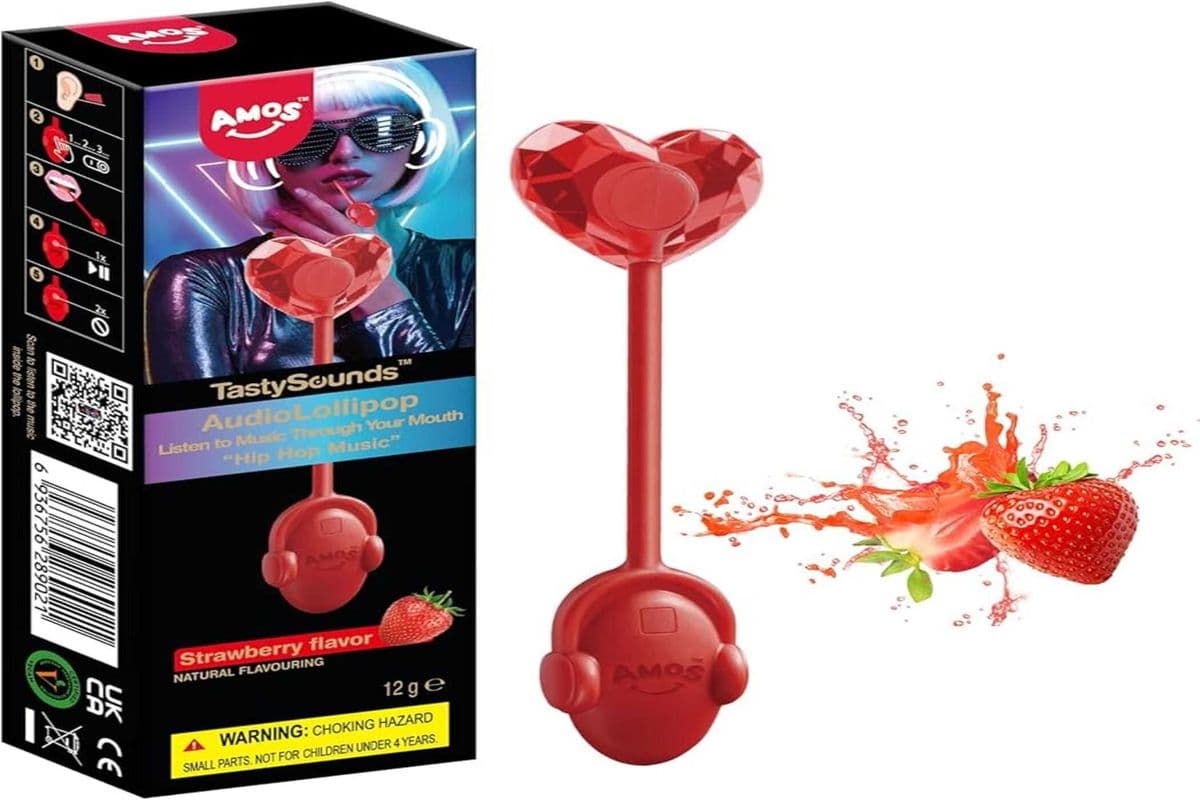 Amos Strawberry Singing Lollipop Tik Tok ( 1 Each)