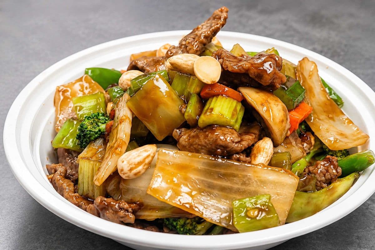 63. Roasted Pork or Beef with Vegetables and Almonds