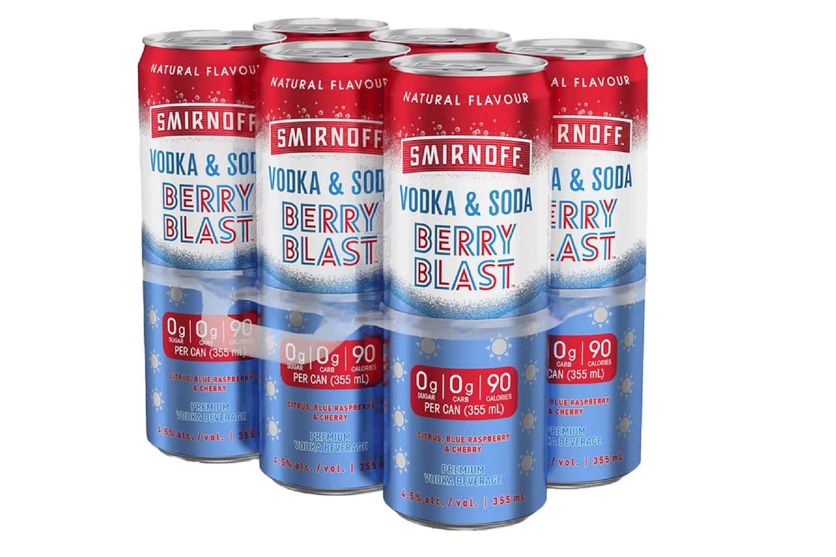 Smirnoff Vodka & Soda Berry Blast (6 Pack Cans) (6 x 355 ml Cans)