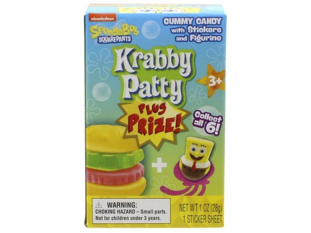 Krabby Patty Gummy Candy with Prize Collectible Figurine and Stickers (1 Piece)
